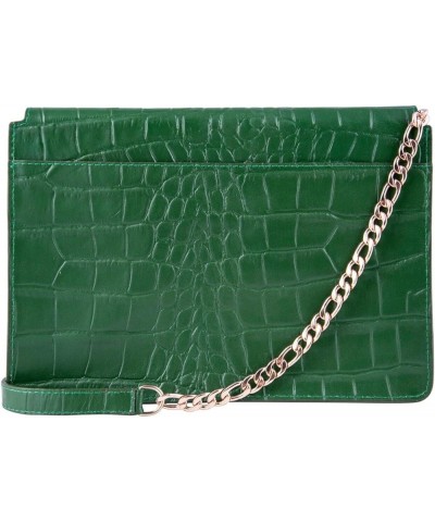 Womens Leather Clutch Cross Body Shoulder Printed Cowhide Bag Green $43.20 Clutches