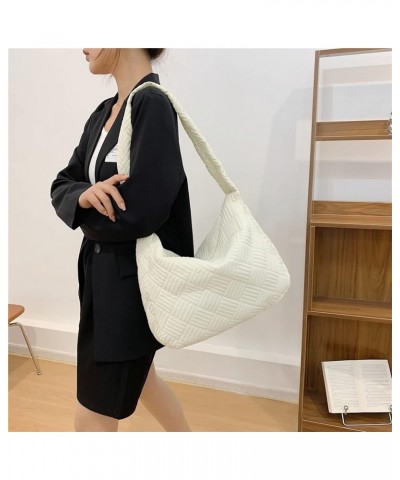 Women Large Puffy Tote Bag Quilted Down Cotton Padding Shoulder Bag Winter Warm Lightweight Handbag with Zip Style 2-white $1...