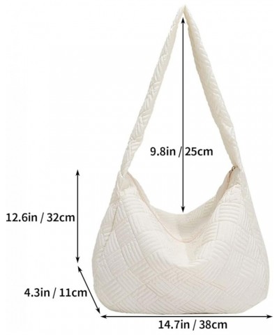 Women Large Puffy Tote Bag Quilted Down Cotton Padding Shoulder Bag Winter Warm Lightweight Handbag with Zip Style 2-white $1...