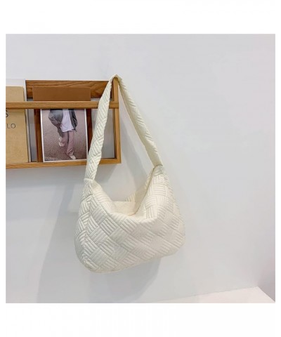 Women Large Puffy Tote Bag Quilted Down Cotton Padding Shoulder Bag Winter Warm Lightweight Handbag with Zip Style 2-white $1...