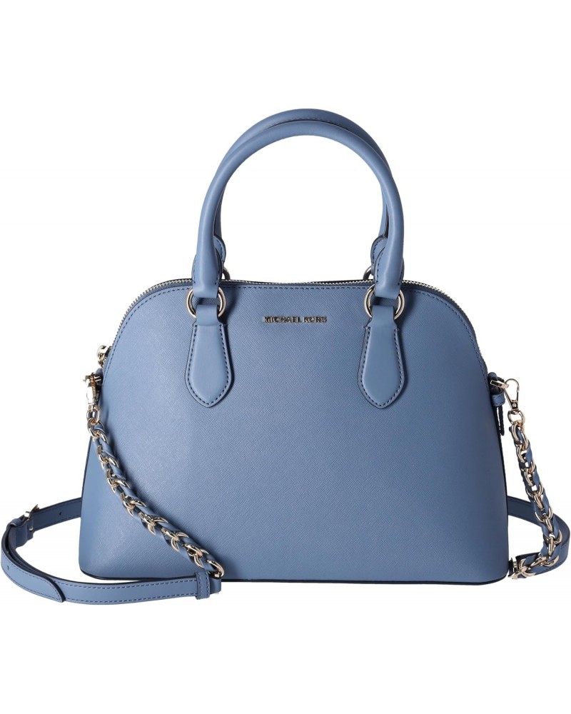 Veronica Medium Dome Satchel Crossbody Denim Blue Saffiano Leather $43.40 Satchels