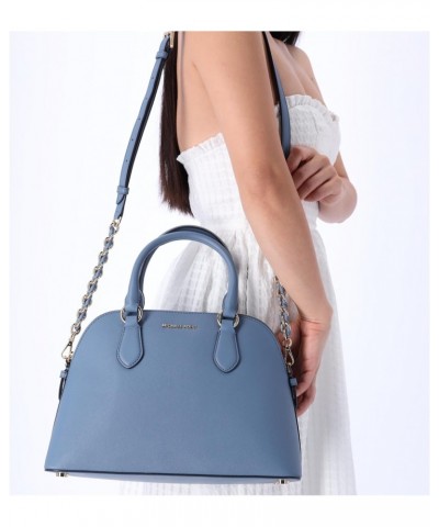 Veronica Medium Dome Satchel Crossbody Denim Blue Saffiano Leather $43.40 Satchels