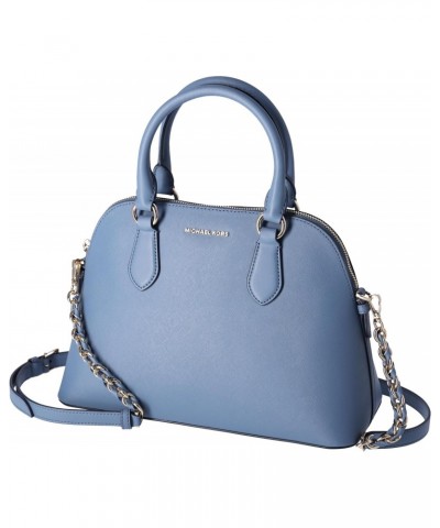 Veronica Medium Dome Satchel Crossbody Denim Blue Saffiano Leather $43.40 Satchels