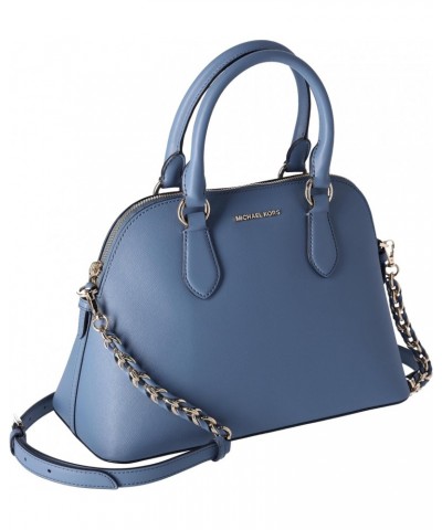 Veronica Medium Dome Satchel Crossbody Denim Blue Saffiano Leather $43.40 Satchels