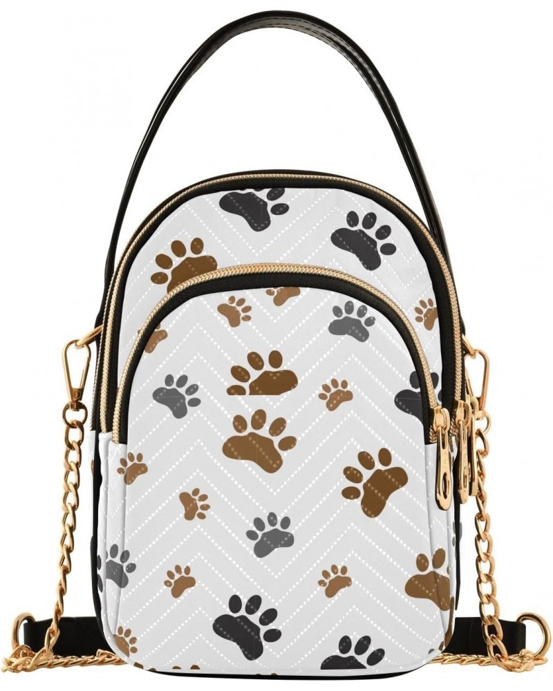 Chain Crossbody Bags for Women Animal Paw Dog Footprint Quilted Shoulder Crossbody Handbags Travel Cross Body Cell Phone Purs...