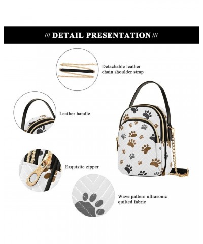 Chain Crossbody Bags for Women Animal Paw Dog Footprint Quilted Shoulder Crossbody Handbags Travel Cross Body Cell Phone Purs...