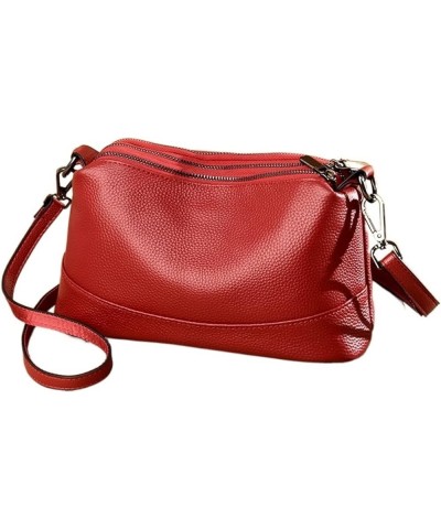 Genuine Leather Crossbody Bags For Women Women Shoulder Casual Black Handbags Red $21.81 Crossbody Bags