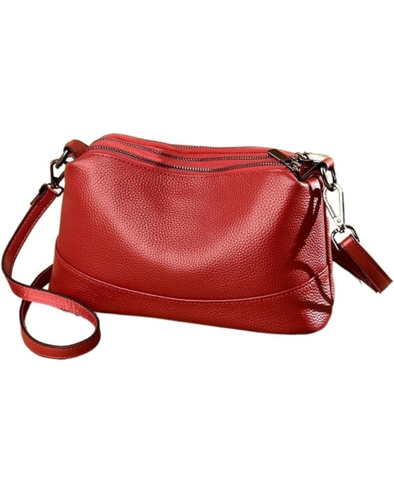 Genuine Leather Crossbody Bags For Women Women Shoulder Casual Black Handbags Red $21.81 Crossbody Bags