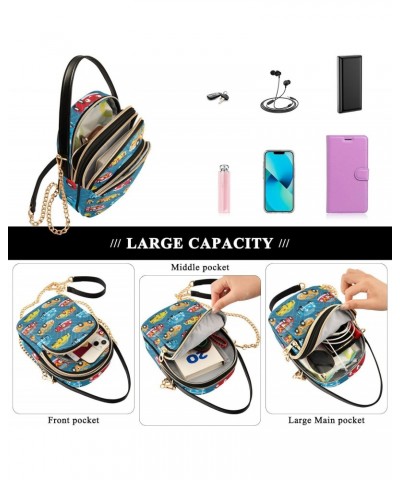 Vehicle Cell Phone Purse Cute Rainbow Cartoon Car Crossbody Handbag Durable Shoulder Bag Sturdy Travel Pouch Compact Chic Bag...