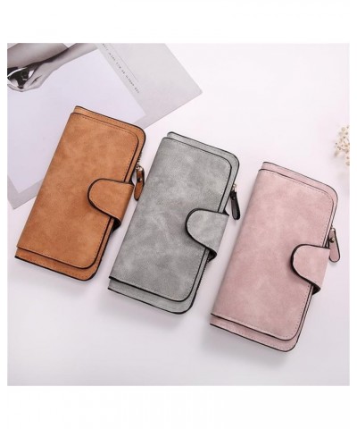 PU Leather Trifold Wallets For Women,Retro Glamorous Multiple Slots Women Wallets,Fashion Long Purse Credit Card Clutch (Brow...