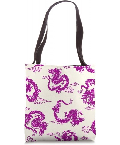 Chinoiserie Dragon Toile Pink and White Tote Bag $11.96 Totes