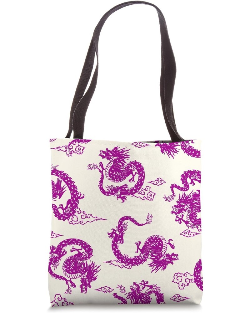 Chinoiserie Dragon Toile Pink and White Tote Bag $11.96 Totes