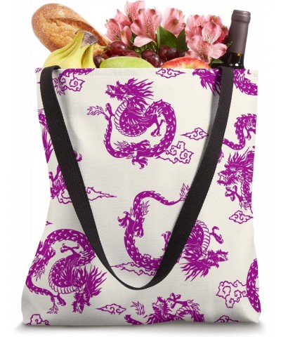 Chinoiserie Dragon Toile Pink and White Tote Bag $11.96 Totes