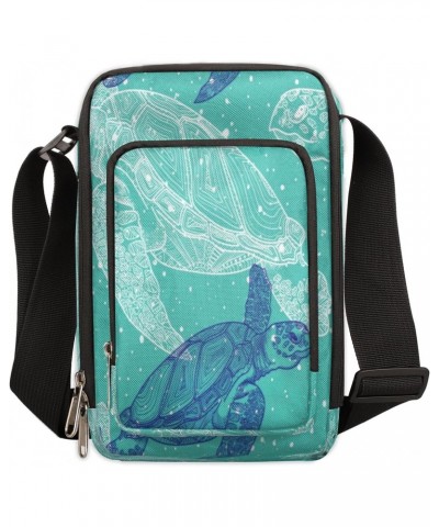 Sea Turtle Line Art Cross Body Bags Trendy Cross Body Cell Phone Purse Wallet Shoulder Bag Small Travel Crossbody Bag with Ad...