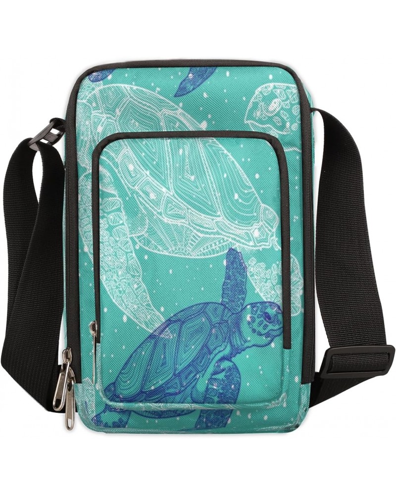 Sea Turtle Line Art Cross Body Bags Trendy Cross Body Cell Phone Purse Wallet Shoulder Bag Small Travel Crossbody Bag with Ad...