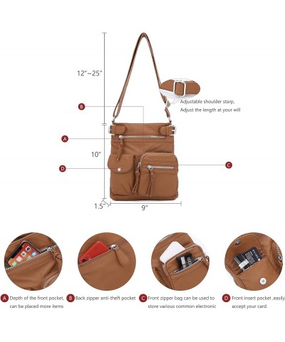 Crossbody Bags for Women Washed Leather Shoulder Bags Multi Pocket Soft Hobo Purses and Medium Handbags 173brown $17.00 Cross...