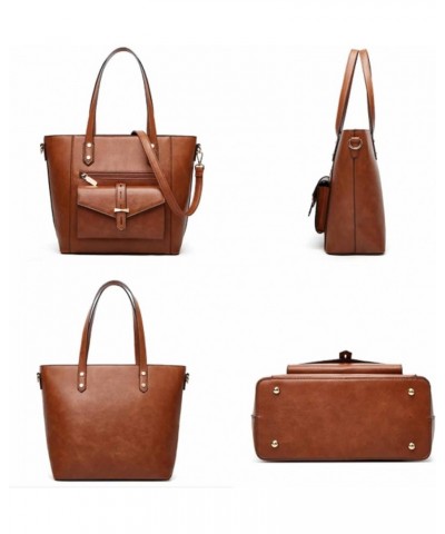 Women Vintage Purses and Tote 2pcs PU Leather Top Handle Handbag Envelope Shoulder Bag Satchel Apricot Pink Brown $33.90 Totes