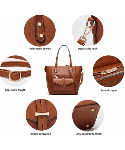 Women Vintage Purses and Tote 2pcs PU Leather Top Handle Handbag Envelope Shoulder Bag Satchel Apricot Pink Brown $33.90 Totes