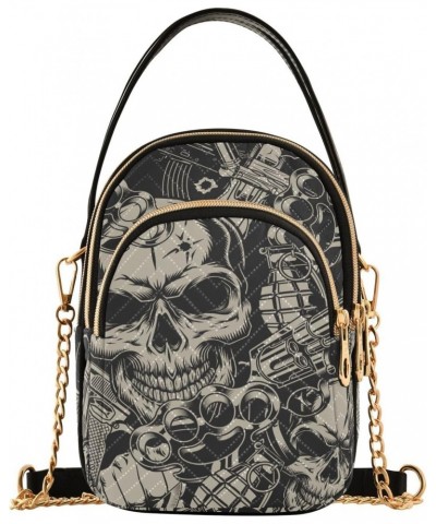 Skulls Crossbody Bag for Women Cell Phone Purse Wallet with Removable Chain Shoulder Handbag for Travel Work Passport Phone $...