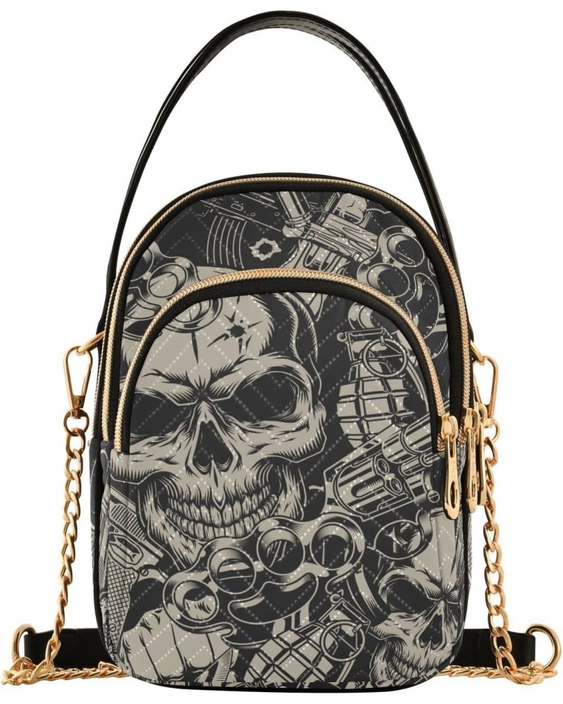 Skulls Crossbody Bag for Women Cell Phone Purse Wallet with Removable Chain Shoulder Handbag for Travel Work Passport Phone $...