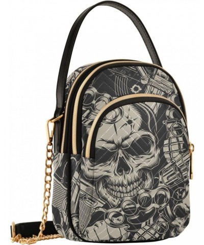 Skulls Crossbody Bag for Women Cell Phone Purse Wallet with Removable Chain Shoulder Handbag for Travel Work Passport Phone $...