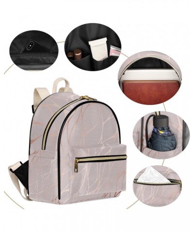 Abstract Pink Marble Mini Backpack Purse for Women Small Casual Daypacks Pu Leather Bookbag Fashion Back Packs Anti Theft Tra...