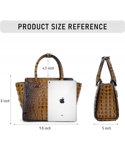 Women Satchel Handbags Vegan Leather Top Handle Purse Classic Tote Bag with Shoulder Strap Brown-crocodile $21.65 Totes