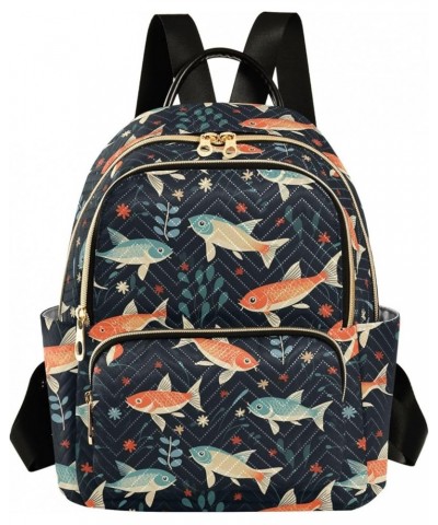 Funny Creative Cartoon Fish Pattern Fashion Backpack Purse for Women, Casual Daypacks, Ladies Gift for Traveling Hiking Multi...