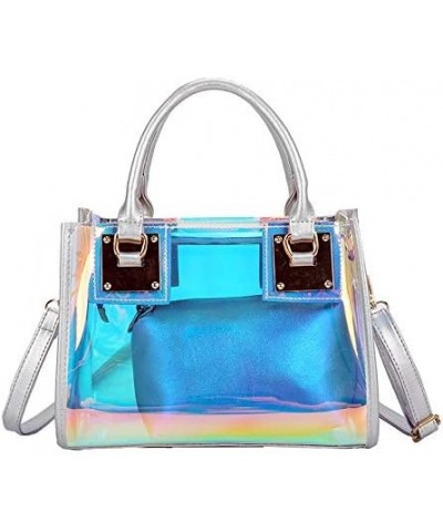 Women Transparent Shoulder Crossbody Bag, 2 in 1 Designer Fashion Handbag Purse Laser-silver $14.99 Totes