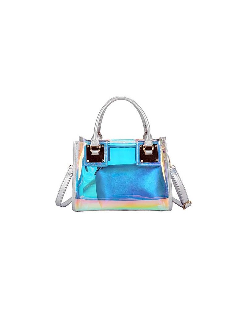 Women Transparent Shoulder Crossbody Bag, 2 in 1 Designer Fashion Handbag Purse Laser-silver $14.99 Totes