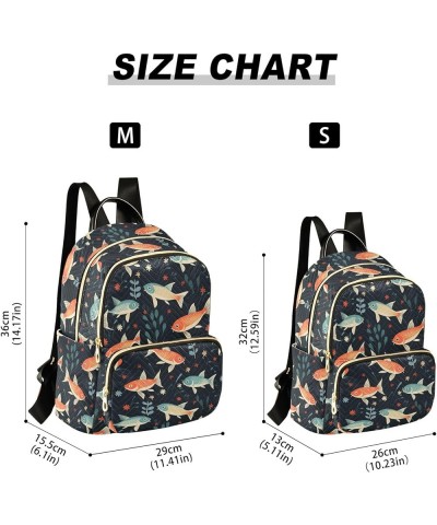 Funny Creative Cartoon Fish Pattern Fashion Backpack Purse for Women, Casual Daypacks, Ladies Gift for Traveling Hiking Multi...