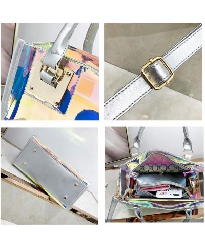 Women Transparent Shoulder Crossbody Bag, 2 in 1 Designer Fashion Handbag Purse Laser-silver $14.99 Totes