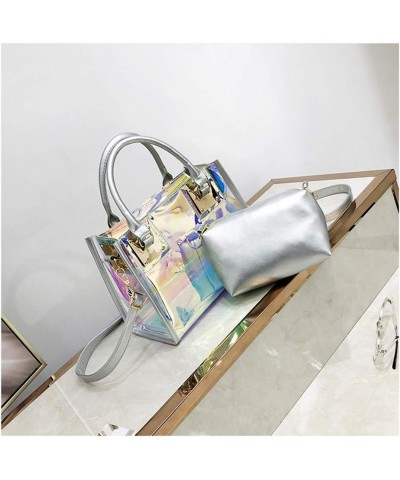 Women Transparent Shoulder Crossbody Bag, 2 in 1 Designer Fashion Handbag Purse Laser-silver $14.99 Totes