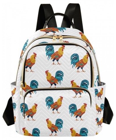 Women Backpack Cute Rooster Pattern Anti-Theft Travel Backpack with Luggage Belt Lightweight Handbag Lady Purse Roomy Double ...