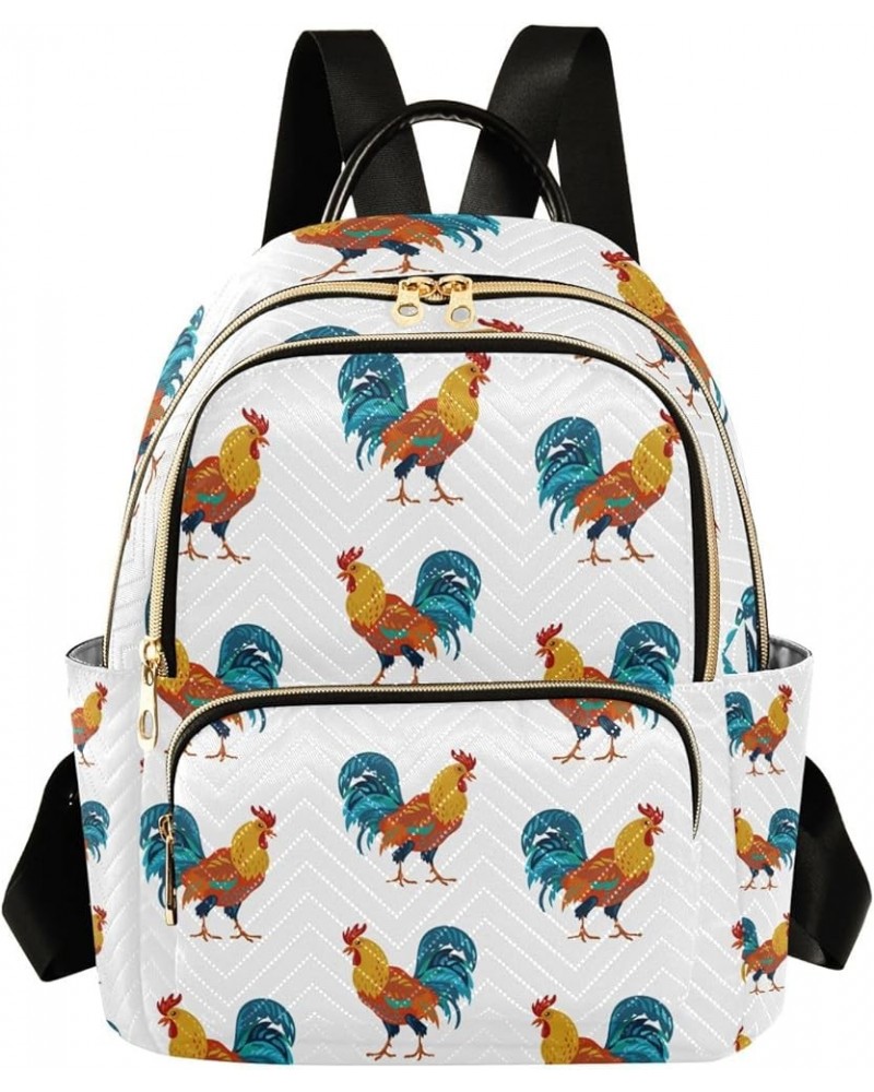 Women Backpack Cute Rooster Pattern Anti-Theft Travel Backpack with Luggage Belt Lightweight Handbag Lady Purse Roomy Double ...