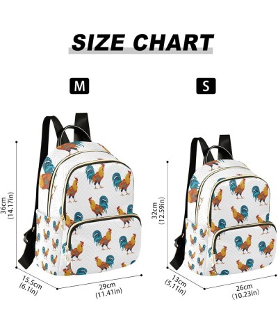 Women Backpack Cute Rooster Pattern Anti-Theft Travel Backpack with Luggage Belt Lightweight Handbag Lady Purse Roomy Double ...