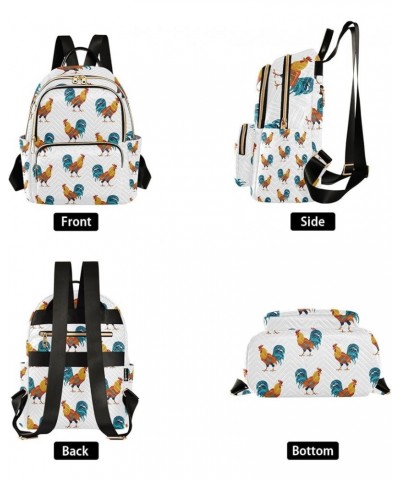 Women Backpack Cute Rooster Pattern Anti-Theft Travel Backpack with Luggage Belt Lightweight Handbag Lady Purse Roomy Double ...