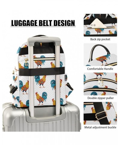 Women Backpack Cute Rooster Pattern Anti-Theft Travel Backpack with Luggage Belt Lightweight Handbag Lady Purse Roomy Double ...