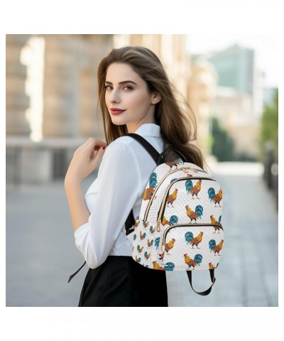 Women Backpack Cute Rooster Pattern Anti-Theft Travel Backpack with Luggage Belt Lightweight Handbag Lady Purse Roomy Double ...