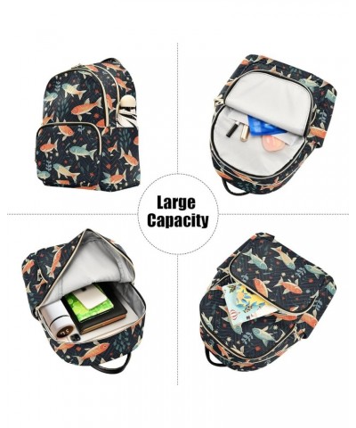 Funny Creative Cartoon Fish Pattern Fashion Backpack Purse for Women, Casual Daypacks, Ladies Gift for Traveling Hiking Multi...