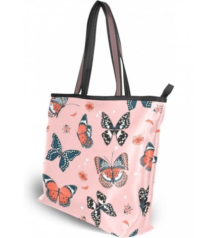 Womens Tote Bag, Butterfly Ladybug Ladies Zip Shoulder Handbags $11.76 Shoulder Bags