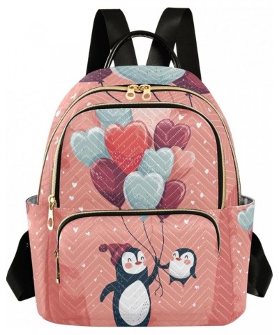 Mini Backpack Purse for Women, Penguin Heart Balloons Travel Bag Casual Daypack Shoulder Bag Medium $18.87 Backpacks