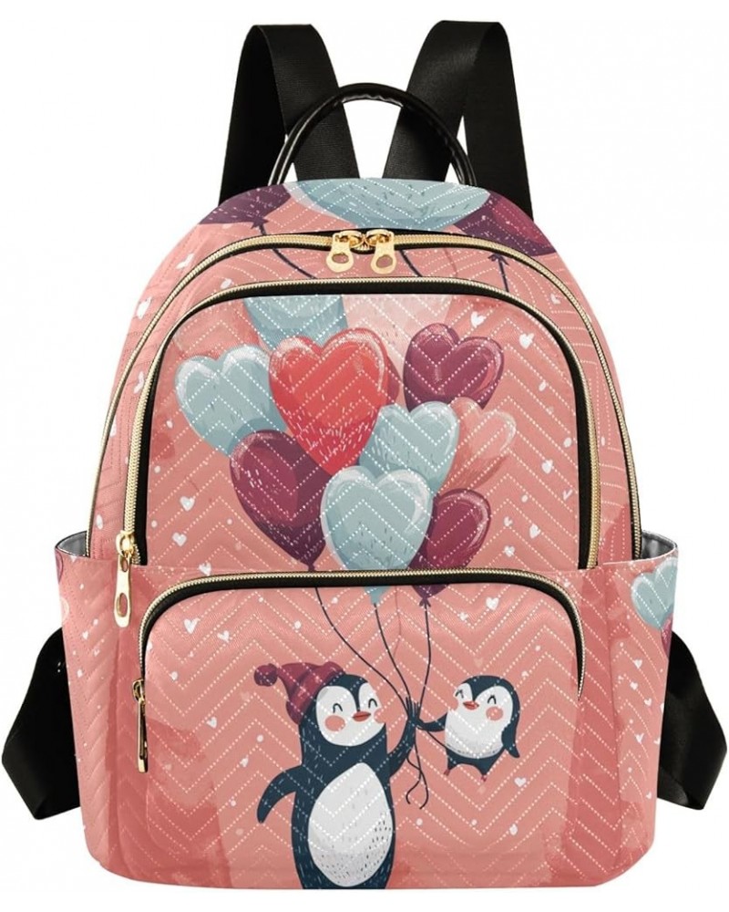 Mini Backpack Purse for Women, Penguin Heart Balloons Travel Bag Casual Daypack Shoulder Bag Medium $18.87 Backpacks