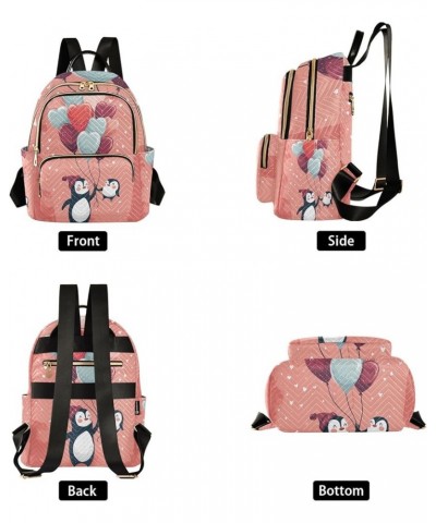 Mini Backpack Purse for Women, Penguin Heart Balloons Travel Bag Casual Daypack Shoulder Bag Medium $18.87 Backpacks