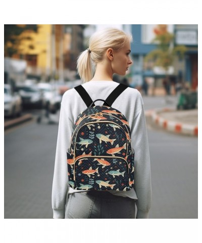 Funny Creative Cartoon Fish Pattern Fashion Backpack Purse for Women, Casual Daypacks, Ladies Gift for Traveling Hiking Multi...