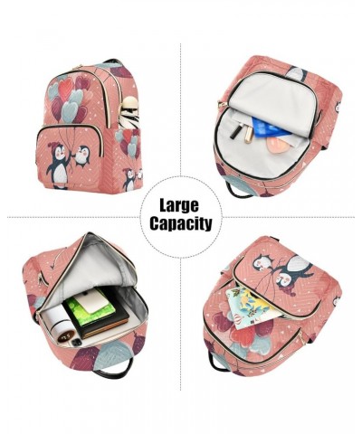 Mini Backpack Purse for Women, Penguin Heart Balloons Travel Bag Casual Daypack Shoulder Bag Medium $18.87 Backpacks