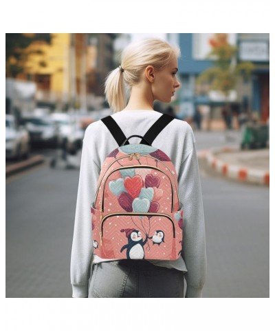 Mini Backpack Purse for Women, Penguin Heart Balloons Travel Bag Casual Daypack Shoulder Bag Medium $18.87 Backpacks