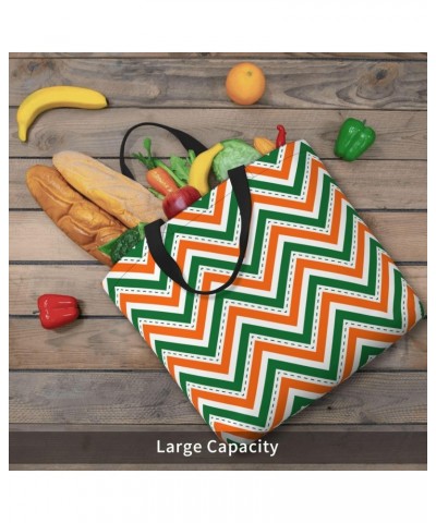 Women'S Soft Tote Shoulder Bag Orange-Green-Line-St-Patrick Foldable Travel Purse With Zipper Closure $15.93 Totes