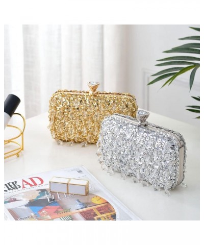 Gold Women's Evening Handbags,Rhinestone Beaded Sequin Evening Handbags Party Prom Purse Bridal Clutch Purses Fancy Crossbody...