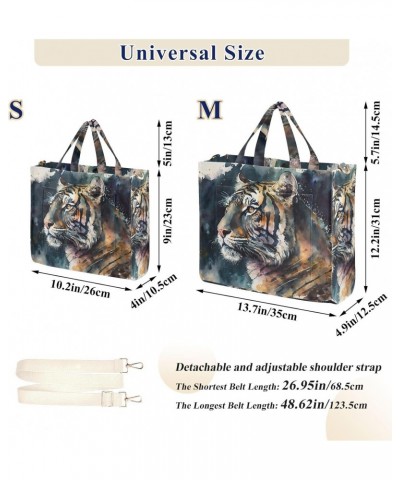 Watercolor Tiger Portrait Tote Bag Corduroy Tote Bag Women Shoulder Handbags with Etachable Shoulder Strap $18.80 Totes